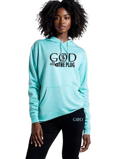 God Is "The Plug" - Aqua Hoodie