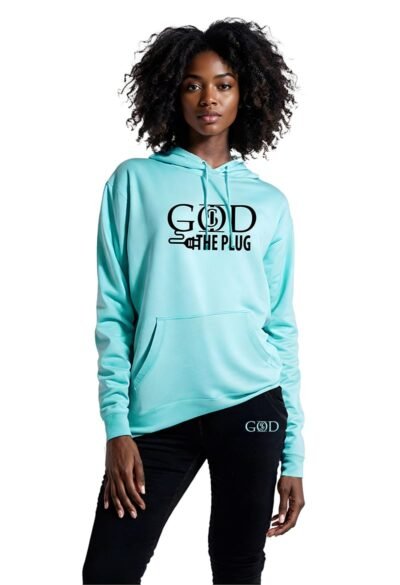 God Is "The Plug" - Aqua Hoodie