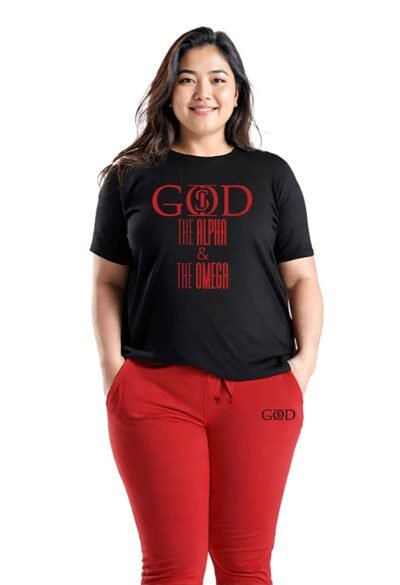 God Is "The Alpha & Omega" - Black/Red T-Shirt