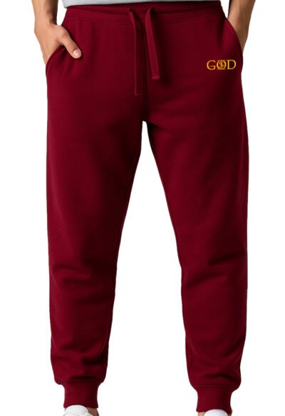 God Is "Joggers" - Burgundy/Gold