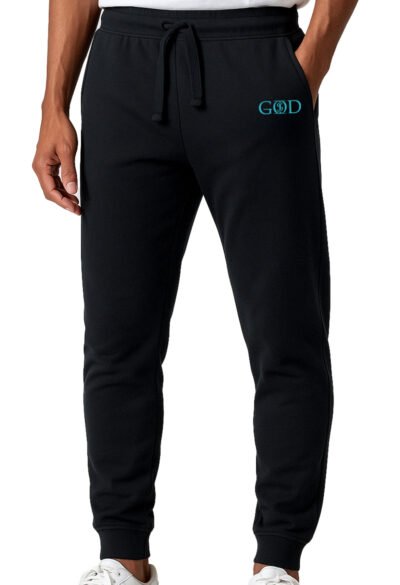 God Is "Joggers" - Black/Aqua