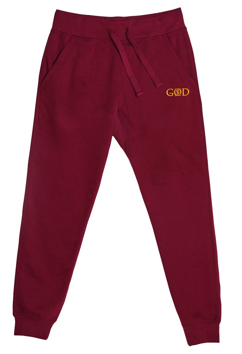 God Is "Joggers" - Burgundy/Gold - Image 2