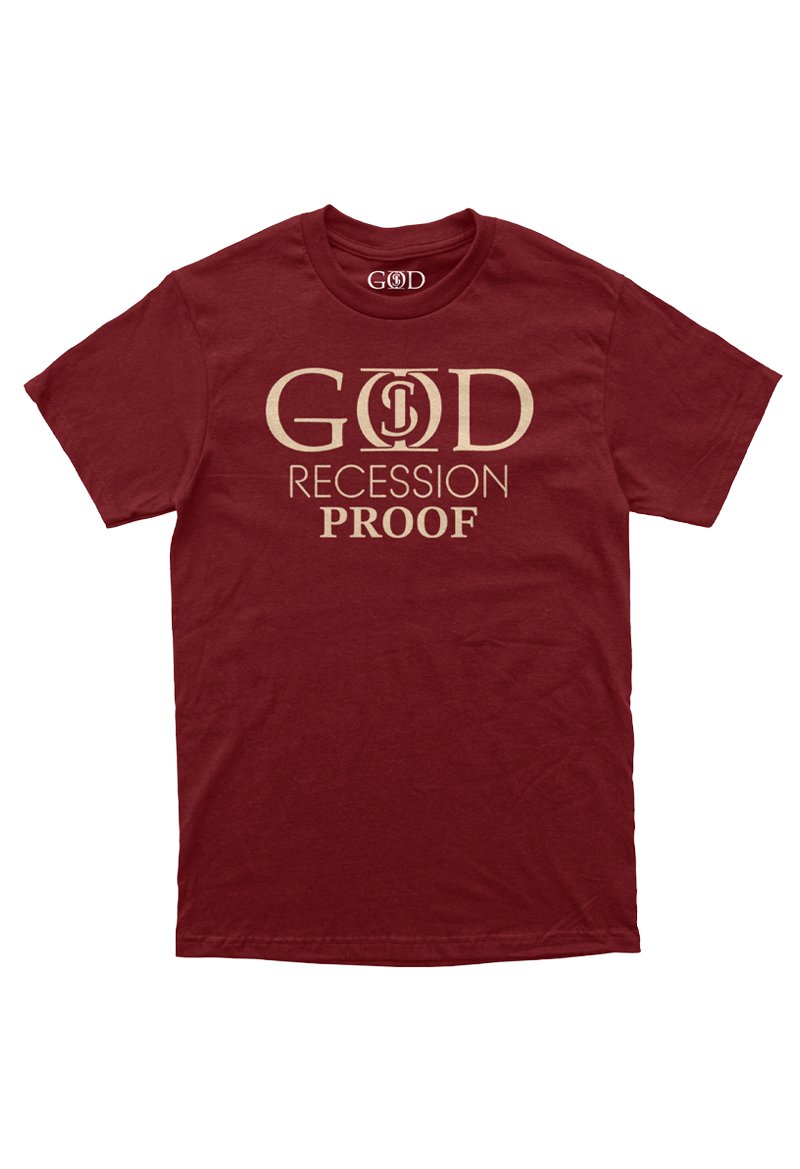 God Is "Recession Proof" - Burgundy T-Shirt - Image 2